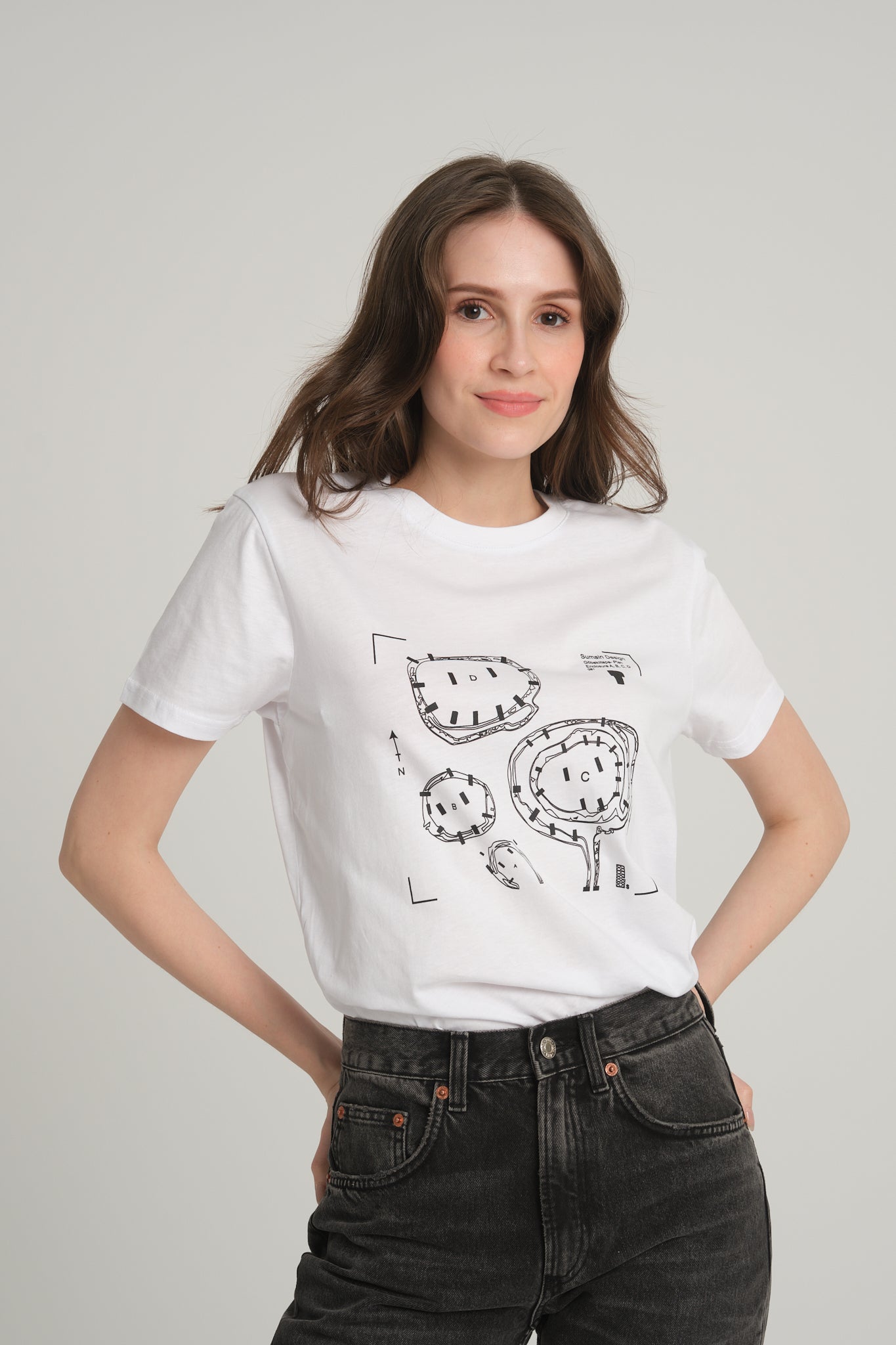 Women's White T-Shirt with Göbeklitepe Print ''Plan A, B, C, D''