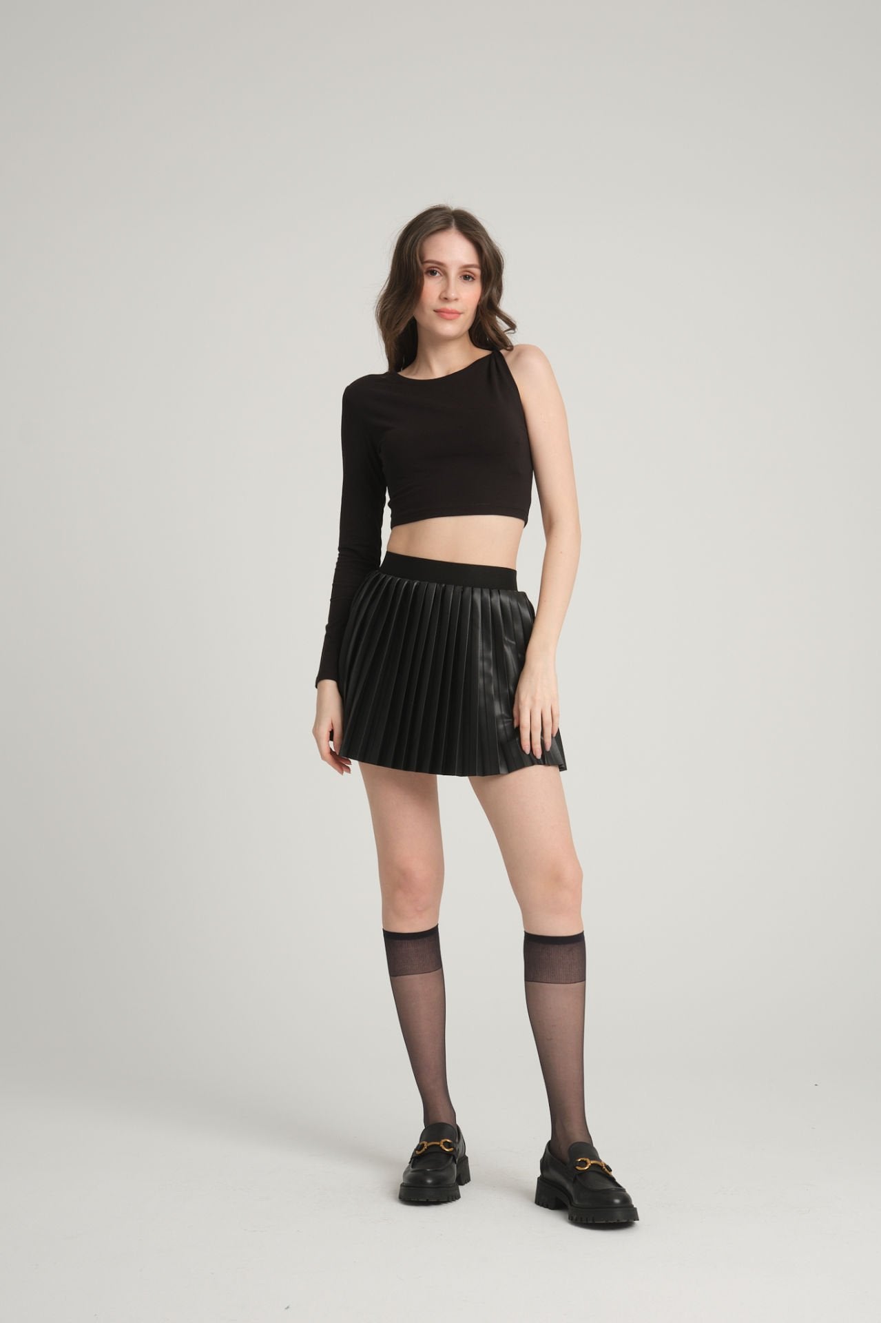 One Shoulder Black Crop Top