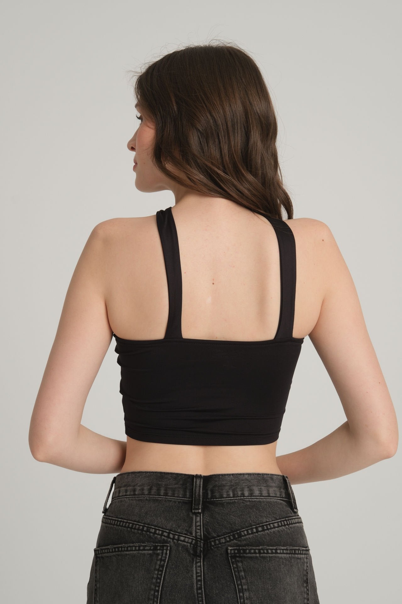 Black Cross Strap Crop Top