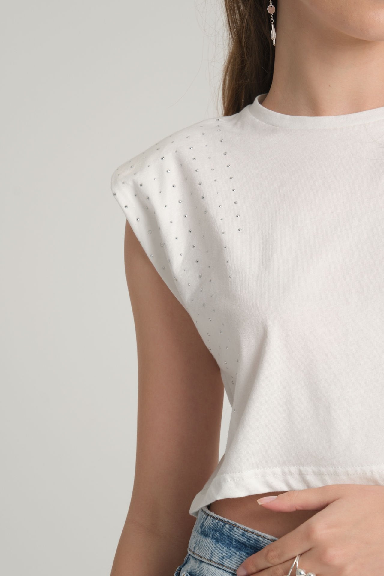Stoned White Crop T-Shirt