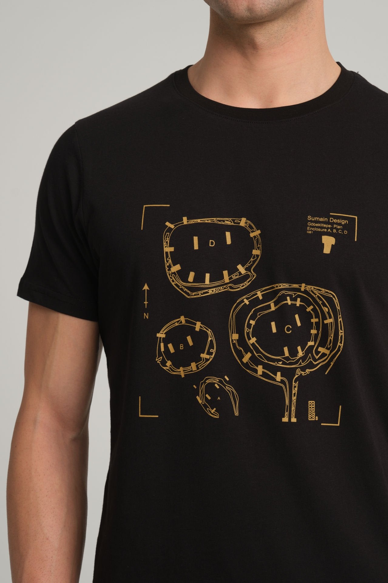 Gobeklitepe Printed Men's Black T-Shirt ''Plan A,B,C,D''