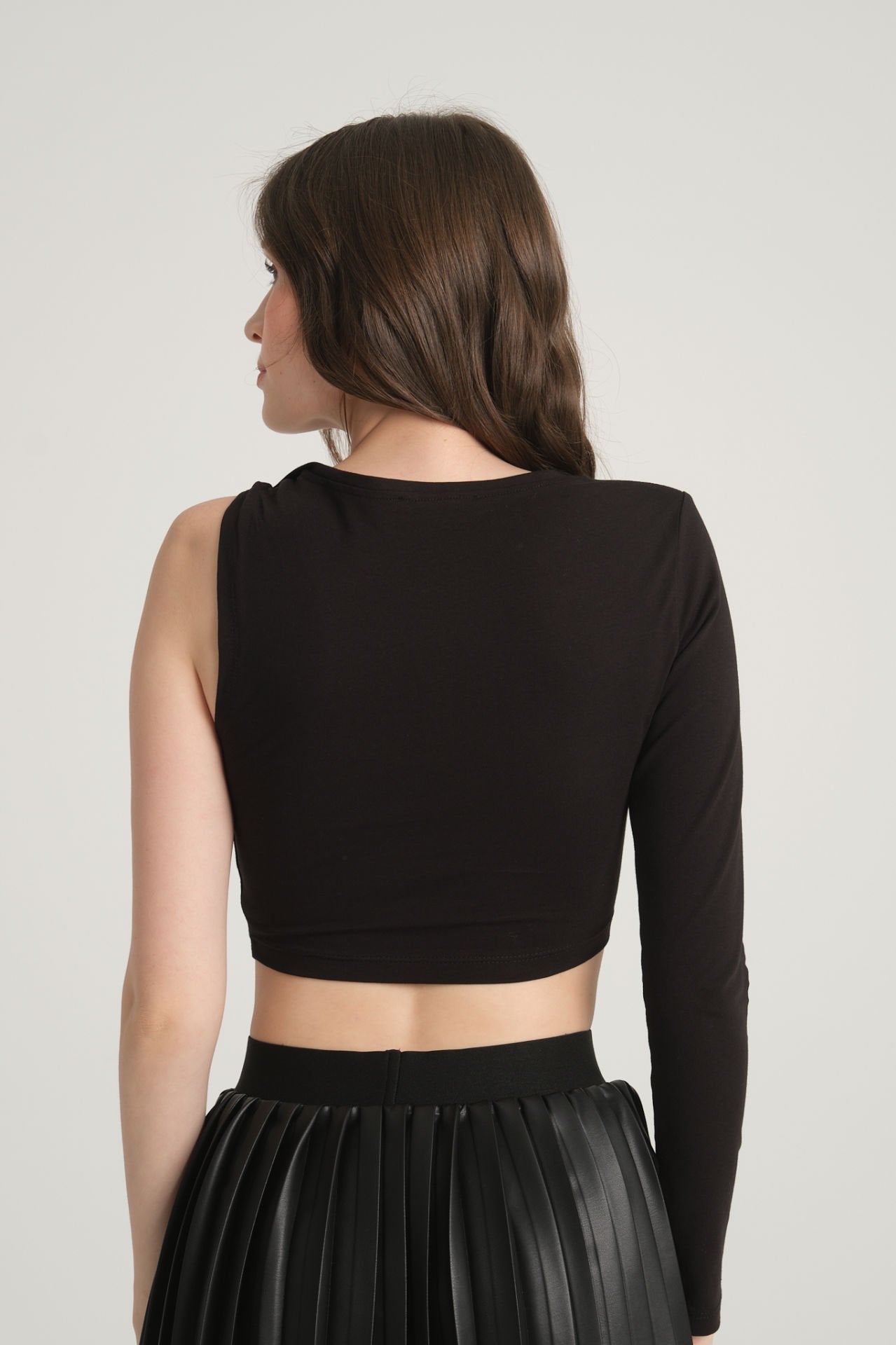 One Shoulder Black Crop Top