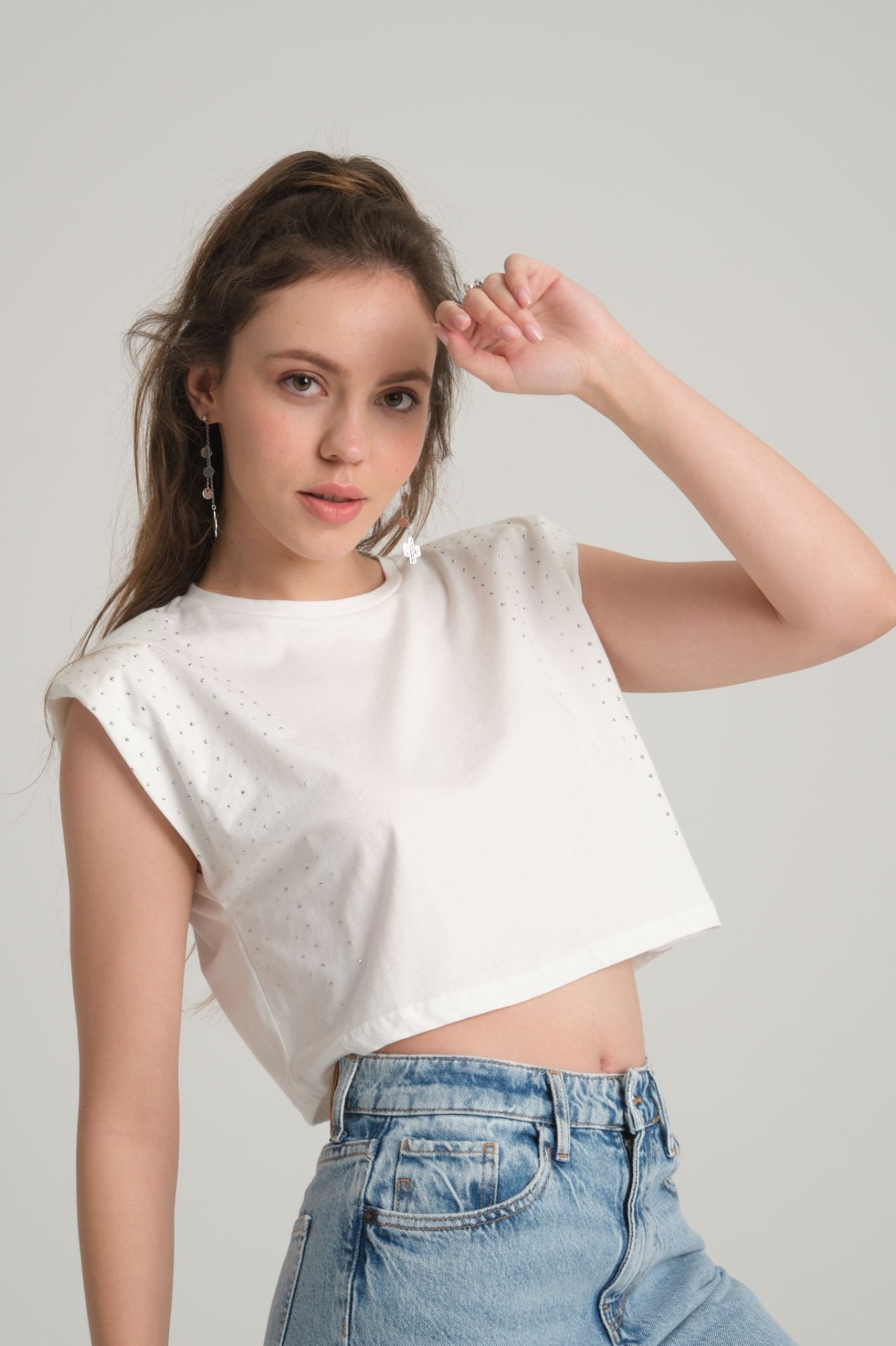 Stoned White Crop T-Shirt