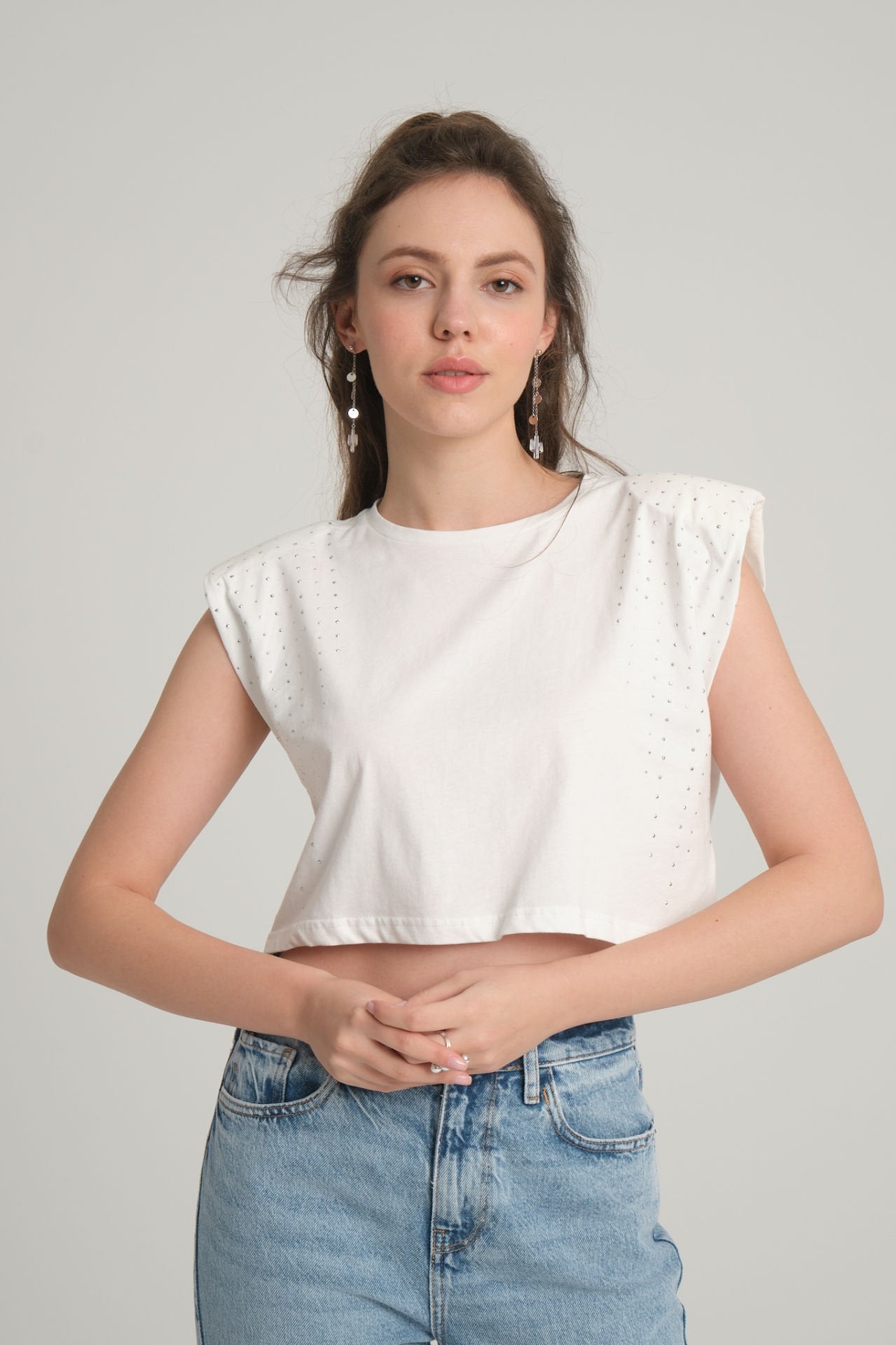 Stoned White Crop T-Shirt
