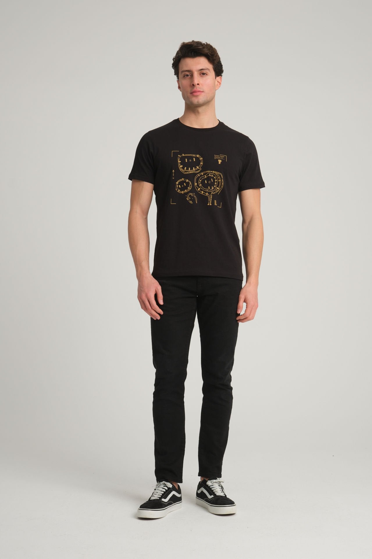 Gobeklitepe Printed Men's Black T-Shirt ''Plan A,B,C,D''
