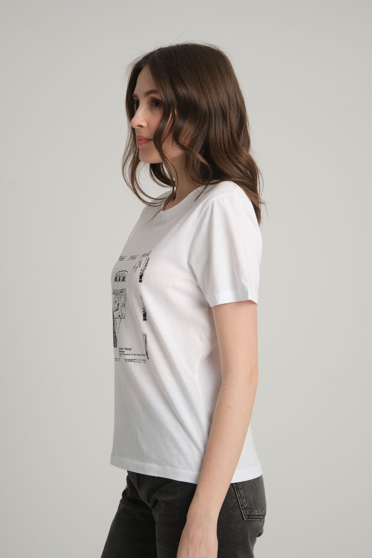 Women's White T-Shirt with Göbeklitepe Print "Vulture Stone"