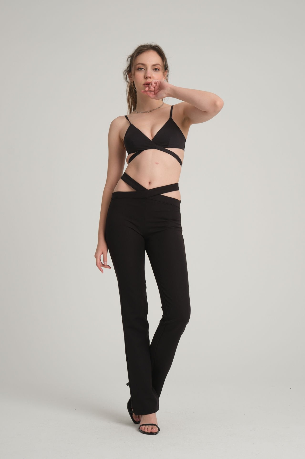 Cut Out Black Trousers