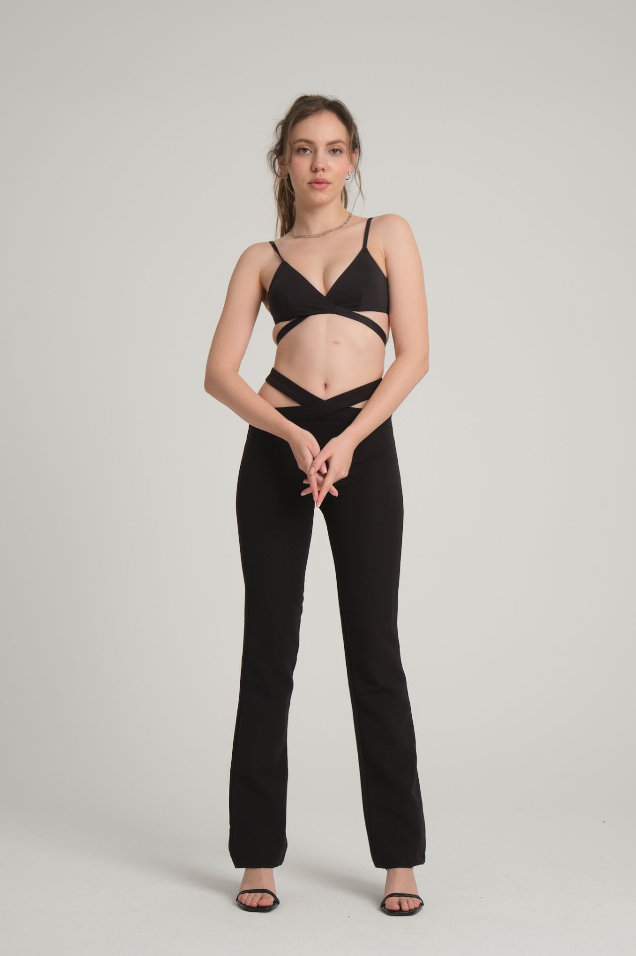 Cut Out Black Trousers