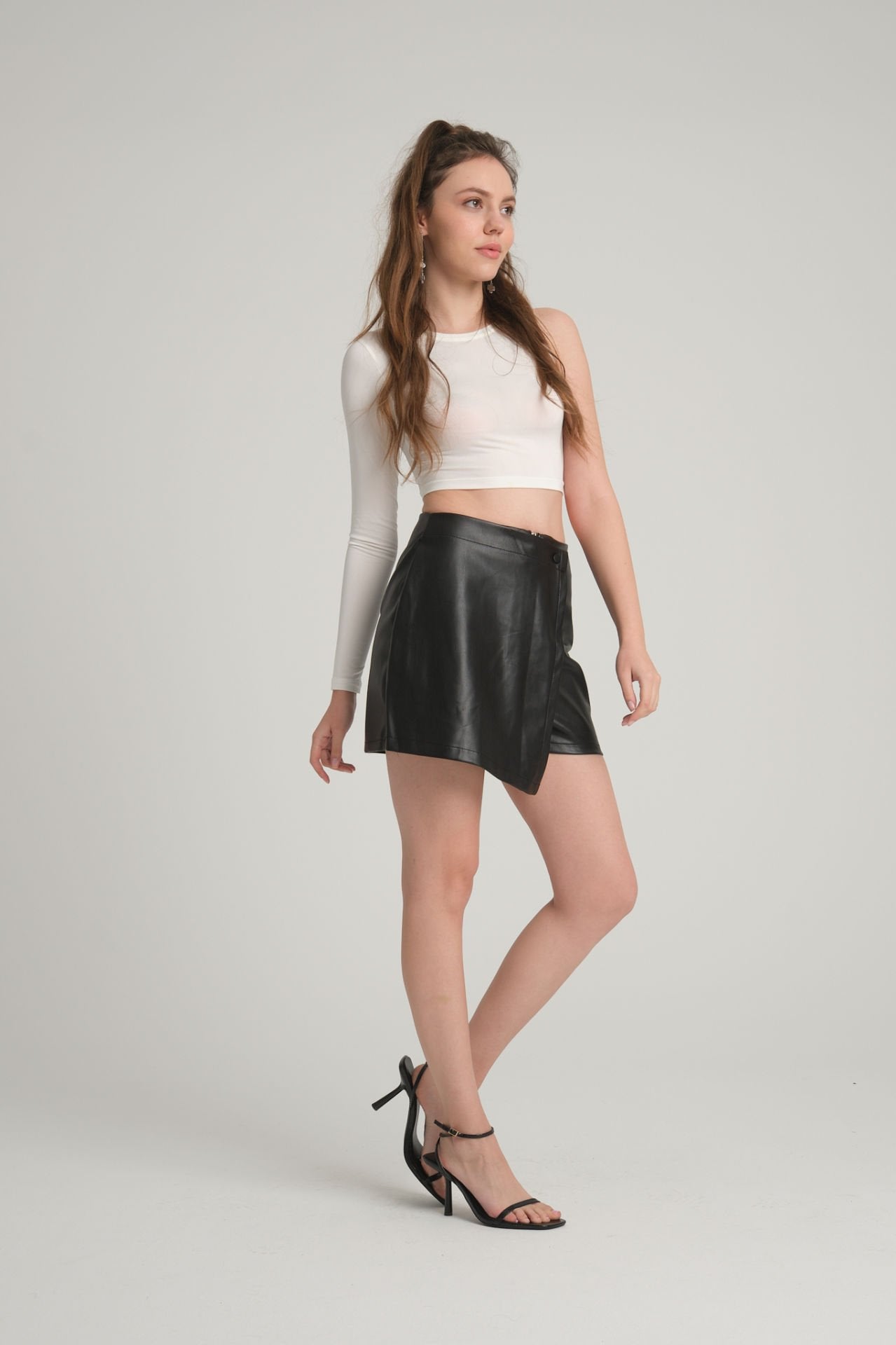 Faux Leather Shorts Skirt