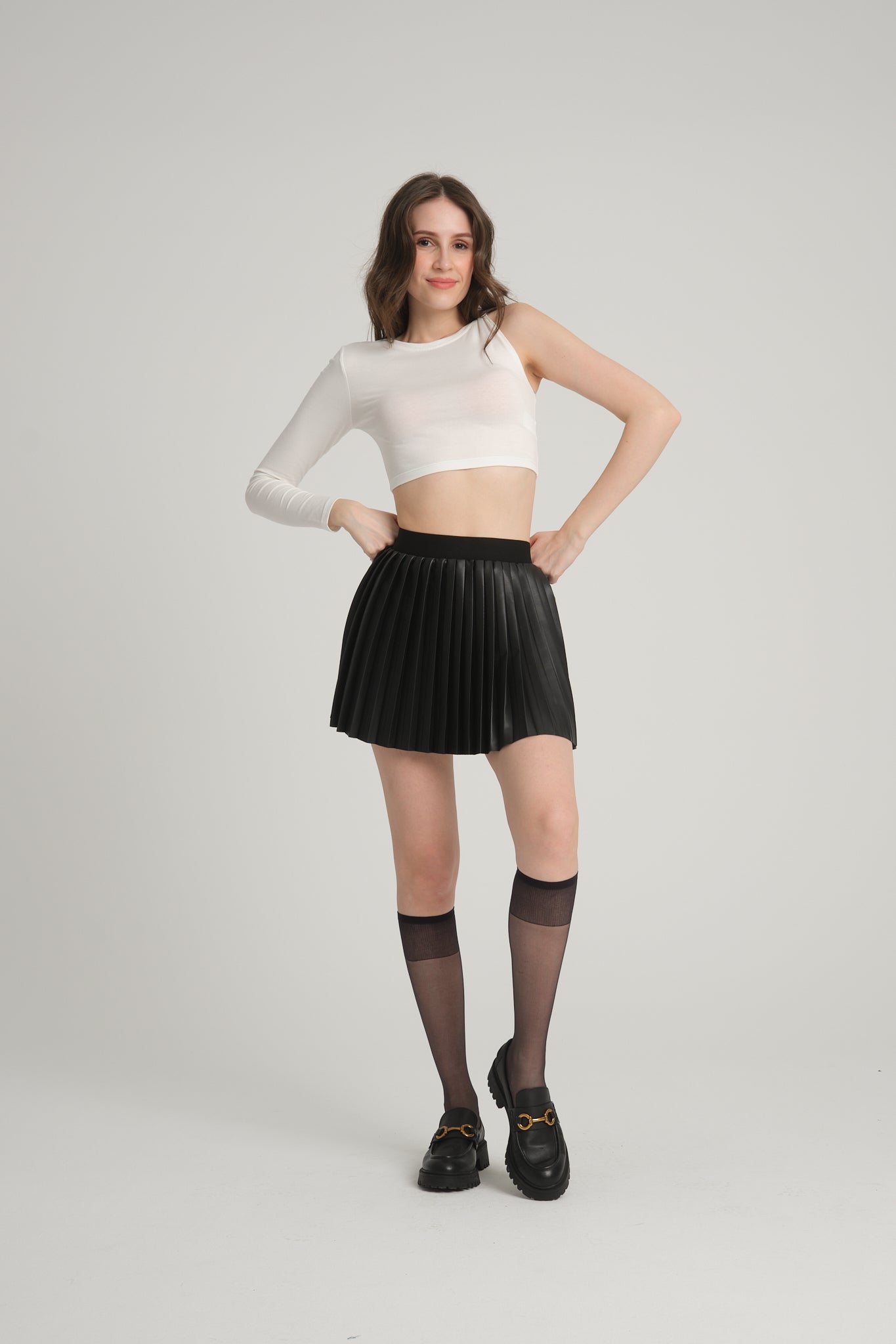One Shoulder Ecru Crop Top