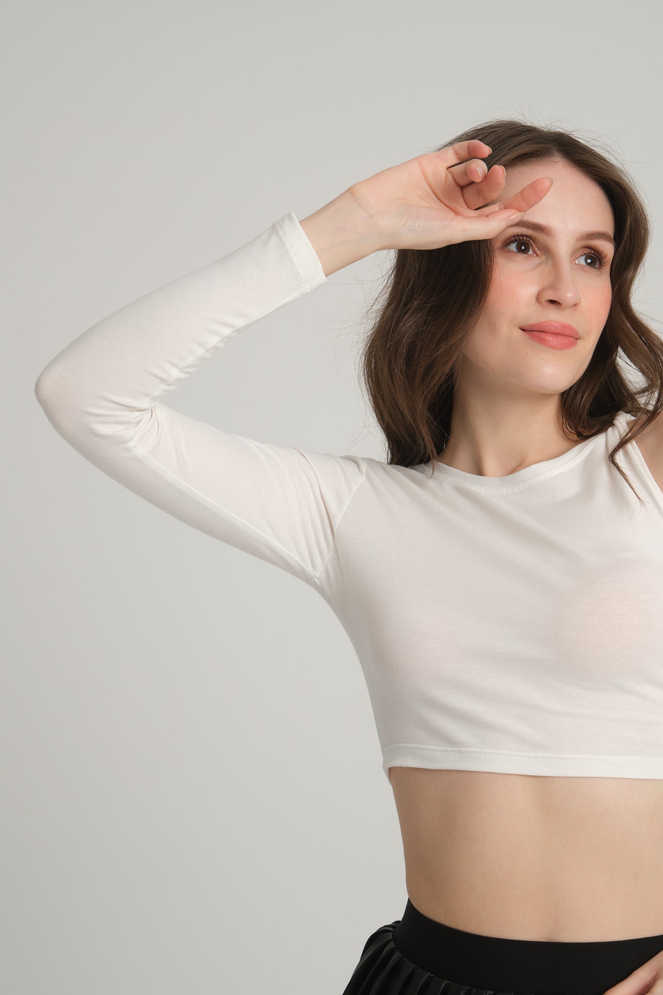 One Shoulder Ecru Crop Top