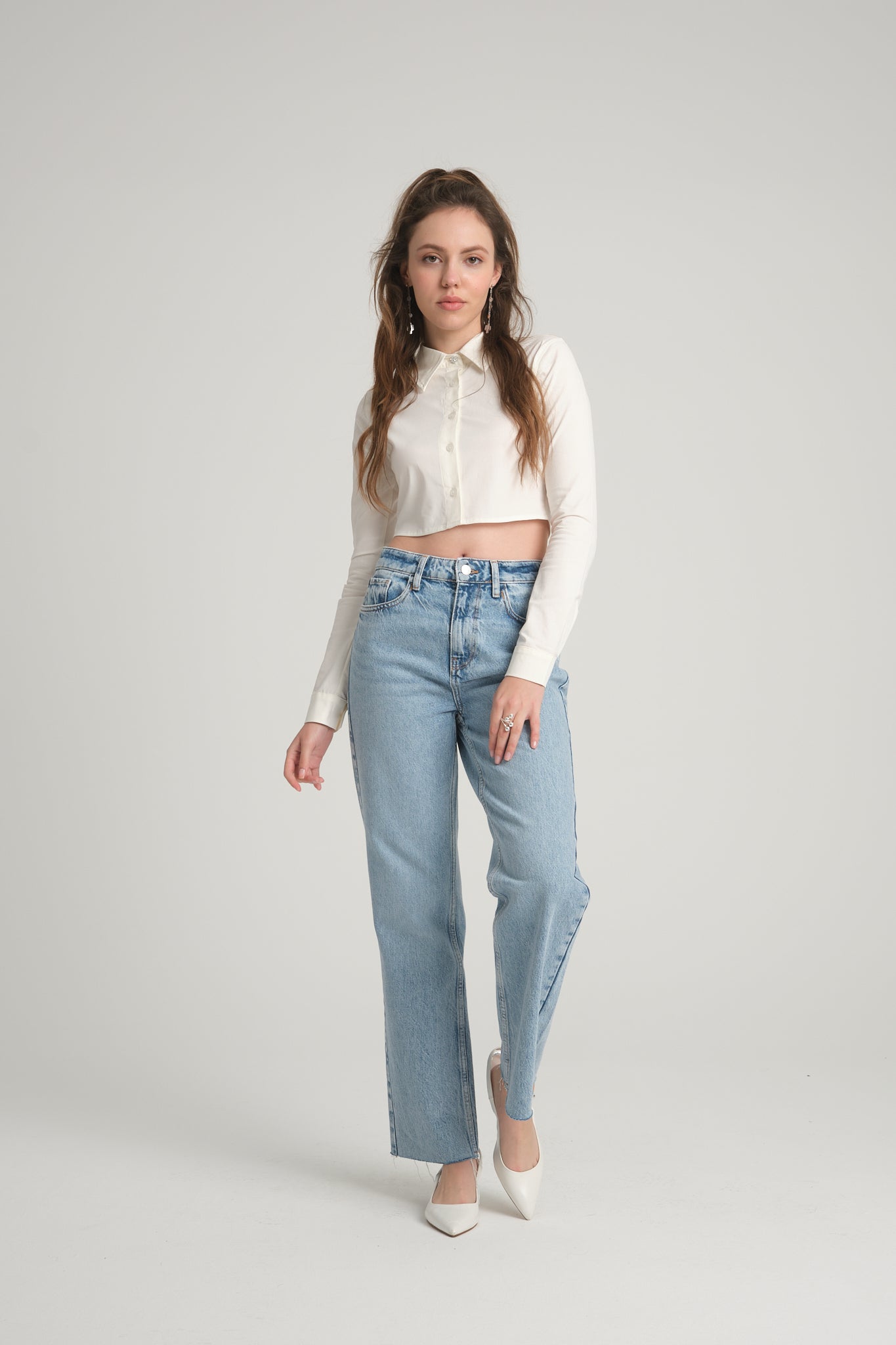 Ecru Crop Poplin Shirt