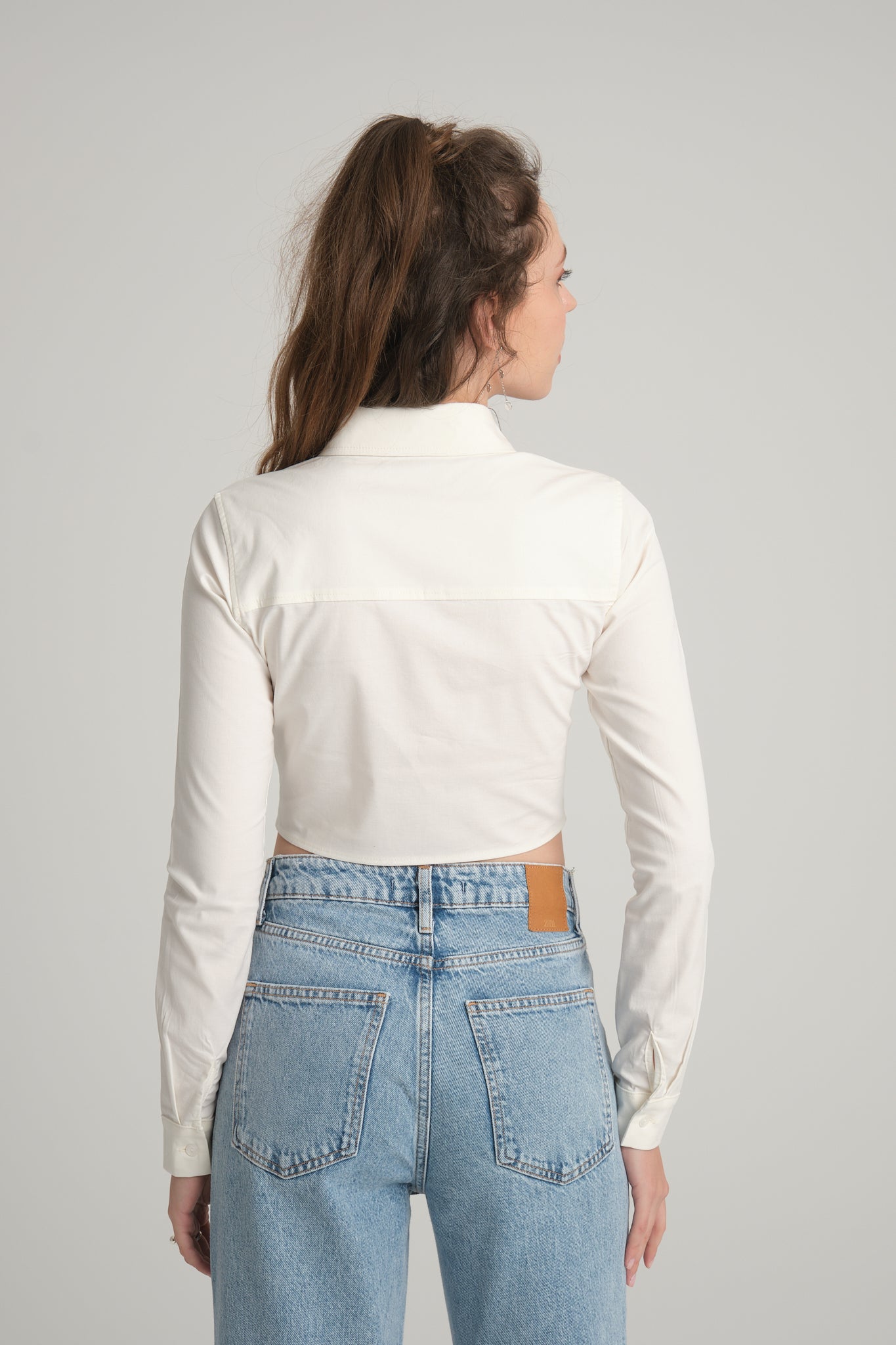 Ecru Crop Poplin Shirt