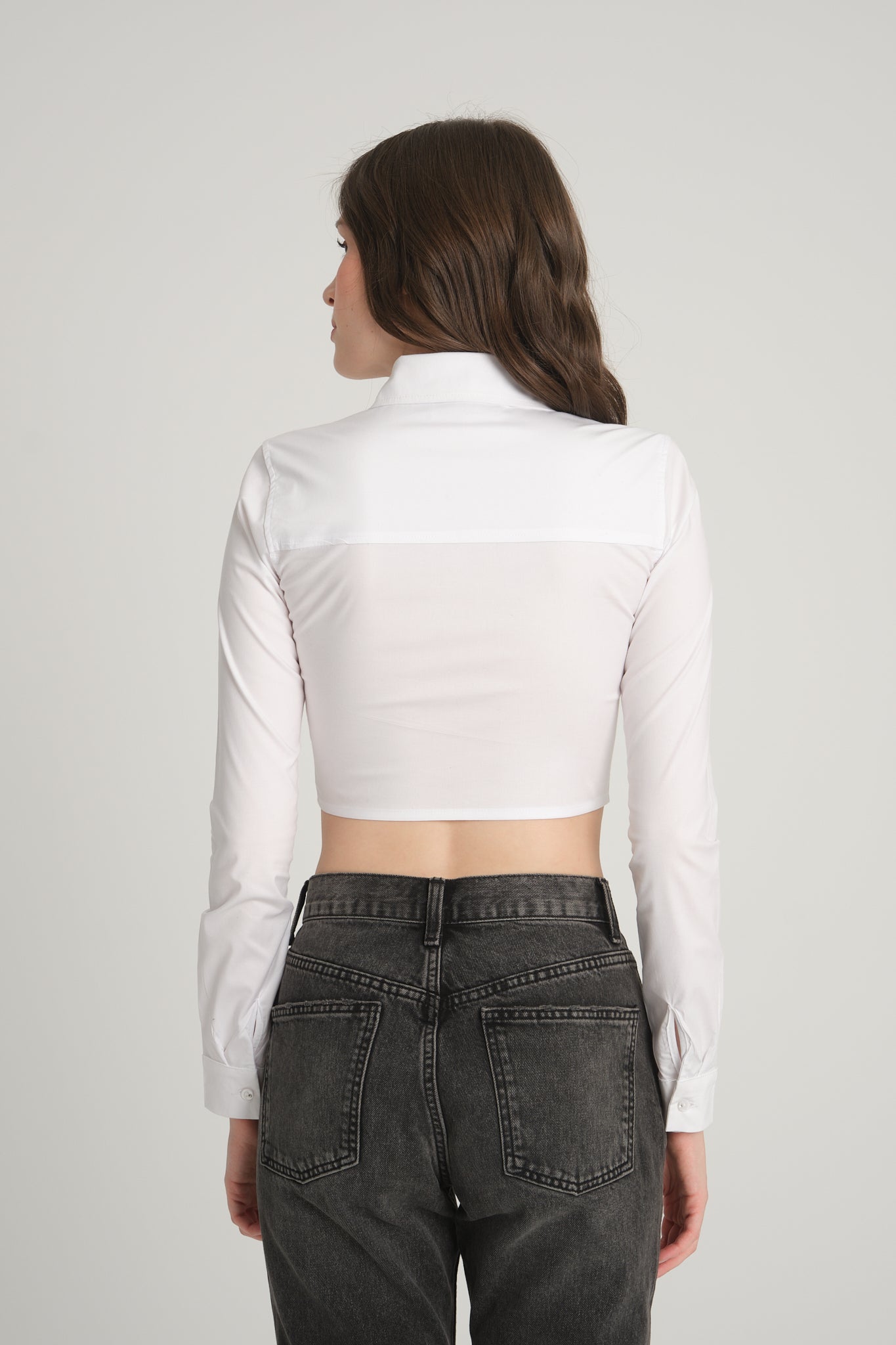 White Crop Poplin Shirt
