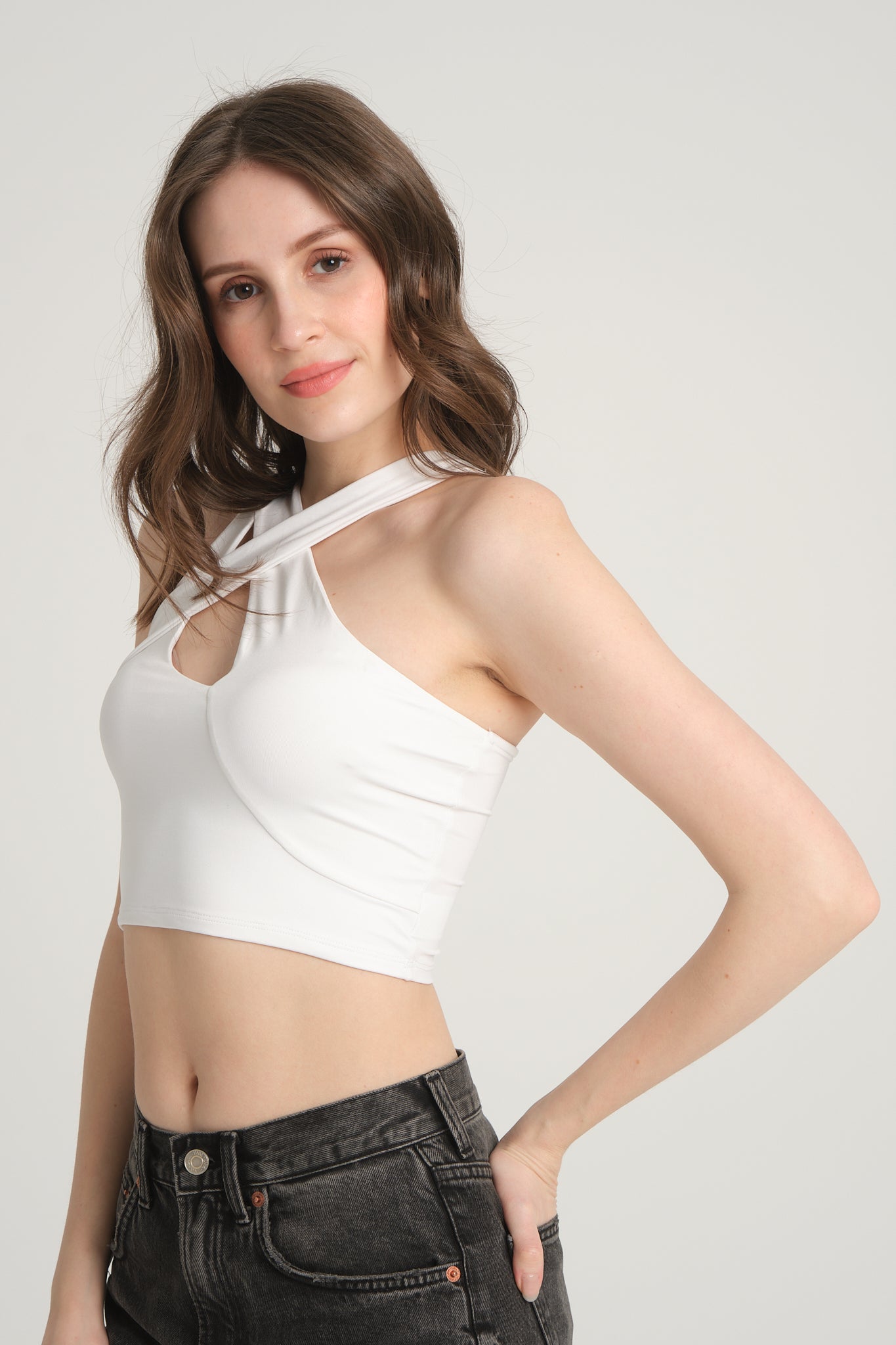 White Cross Strap Crop Top