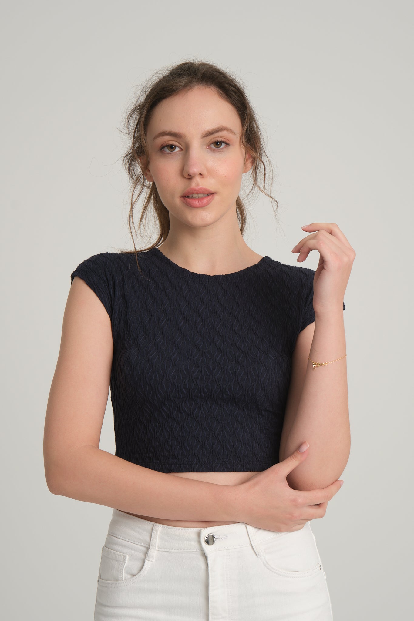 Bürümcük Desenli Kobalt Crop Top
