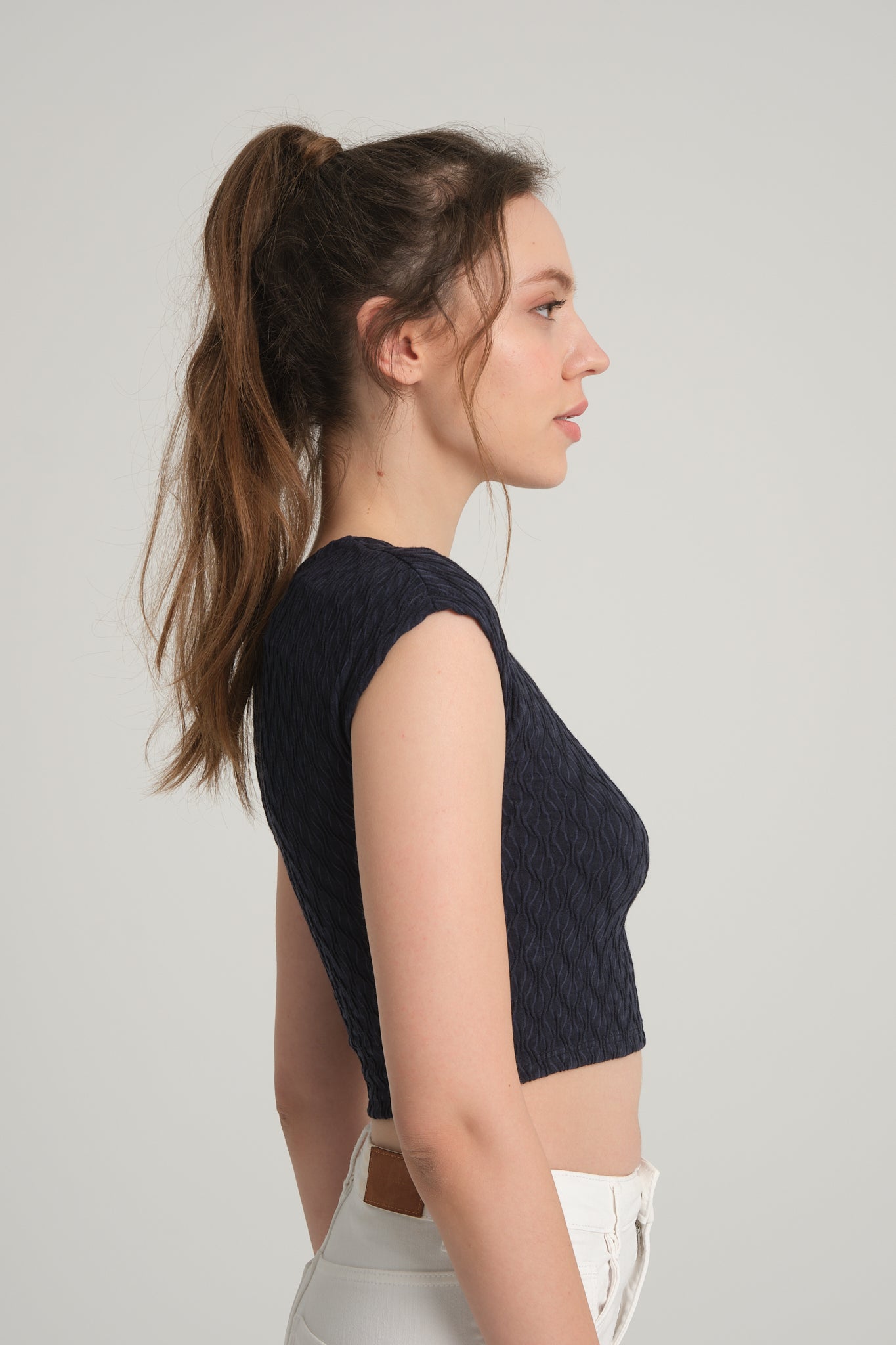 Bürümcük Desenli Kobalt Crop Top