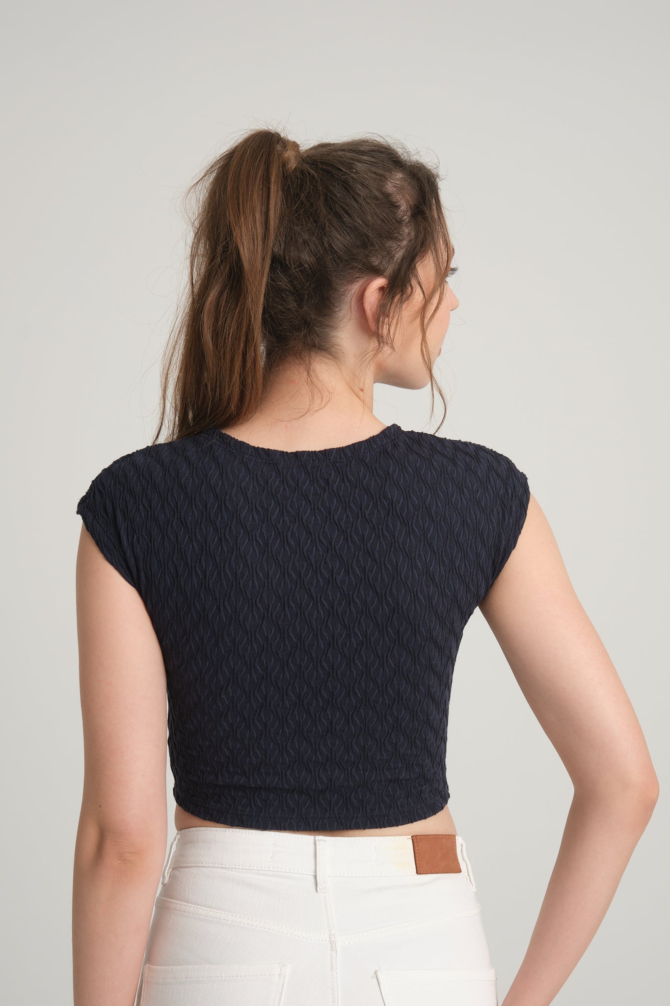 Bürümcük Desenli Kobalt Crop Top