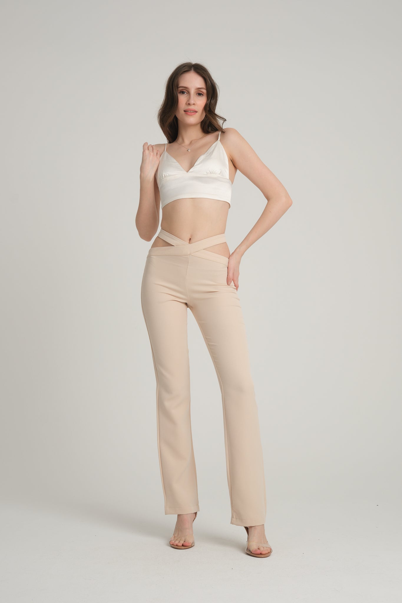 Cut Out Ecru Trousers