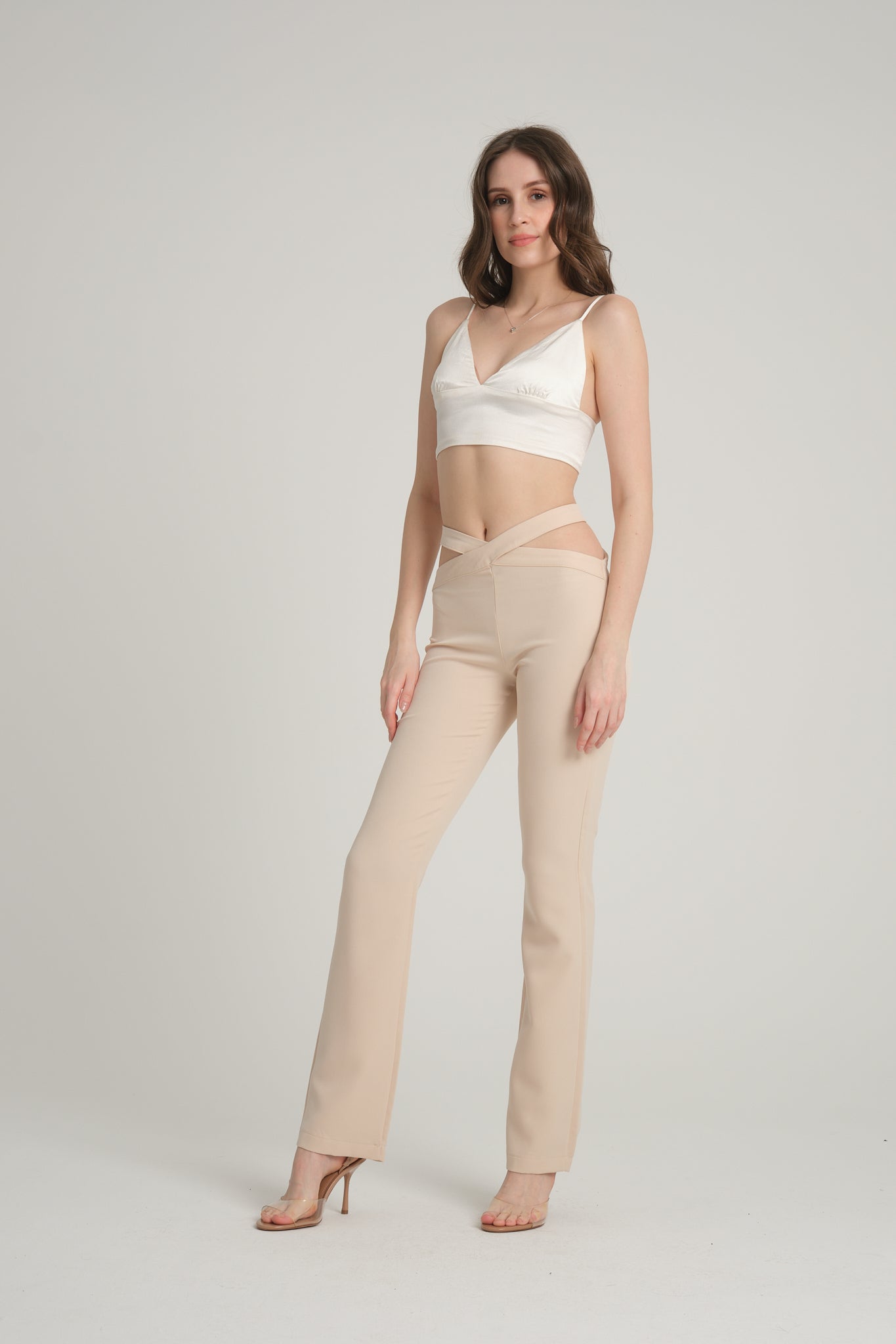Cut Out Ecru Trousers