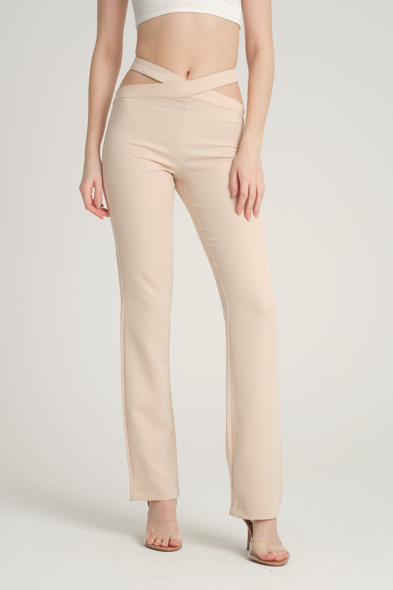 Cut Out Ecru Trousers