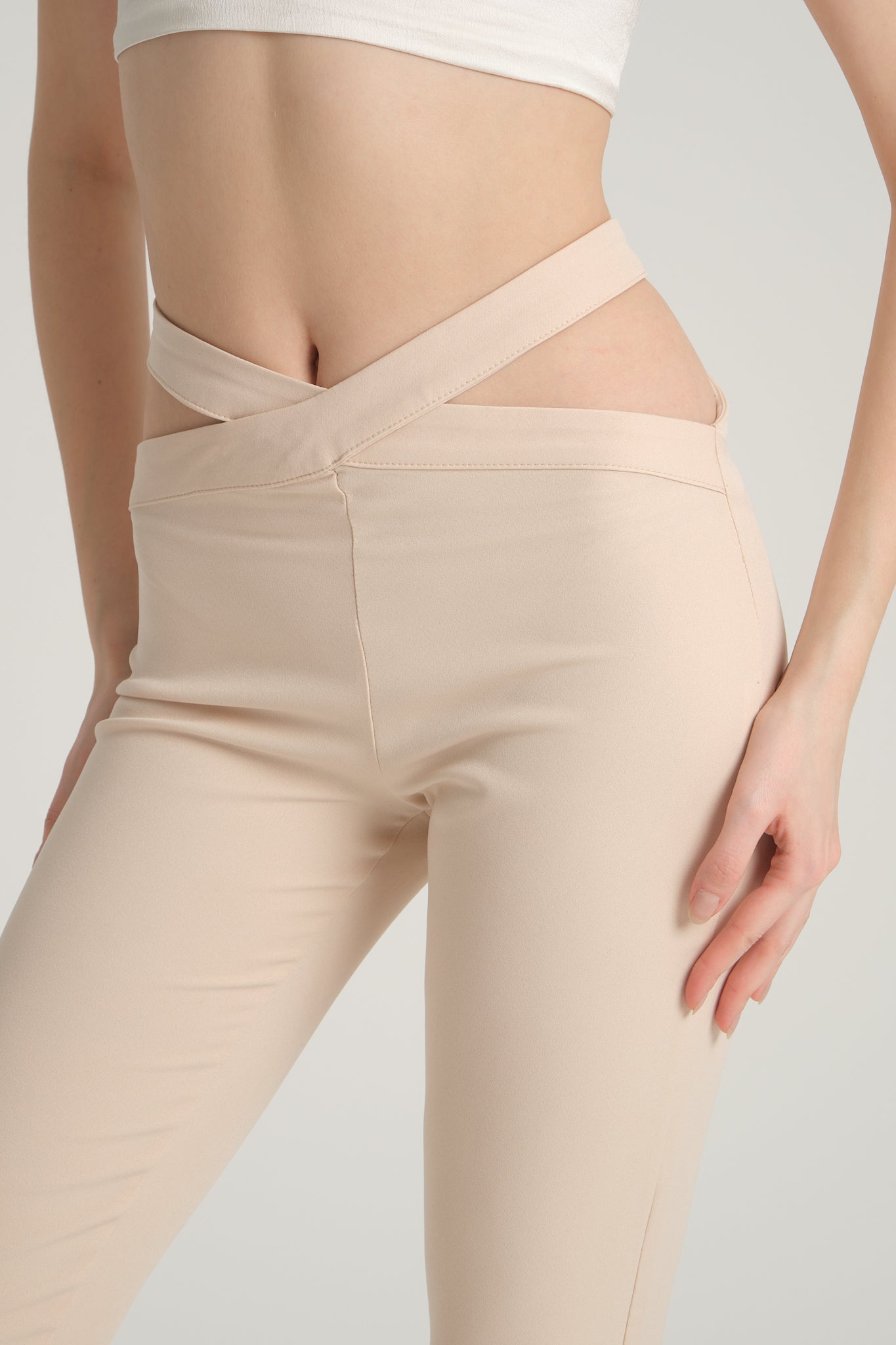 Cut Out Ecru Trousers