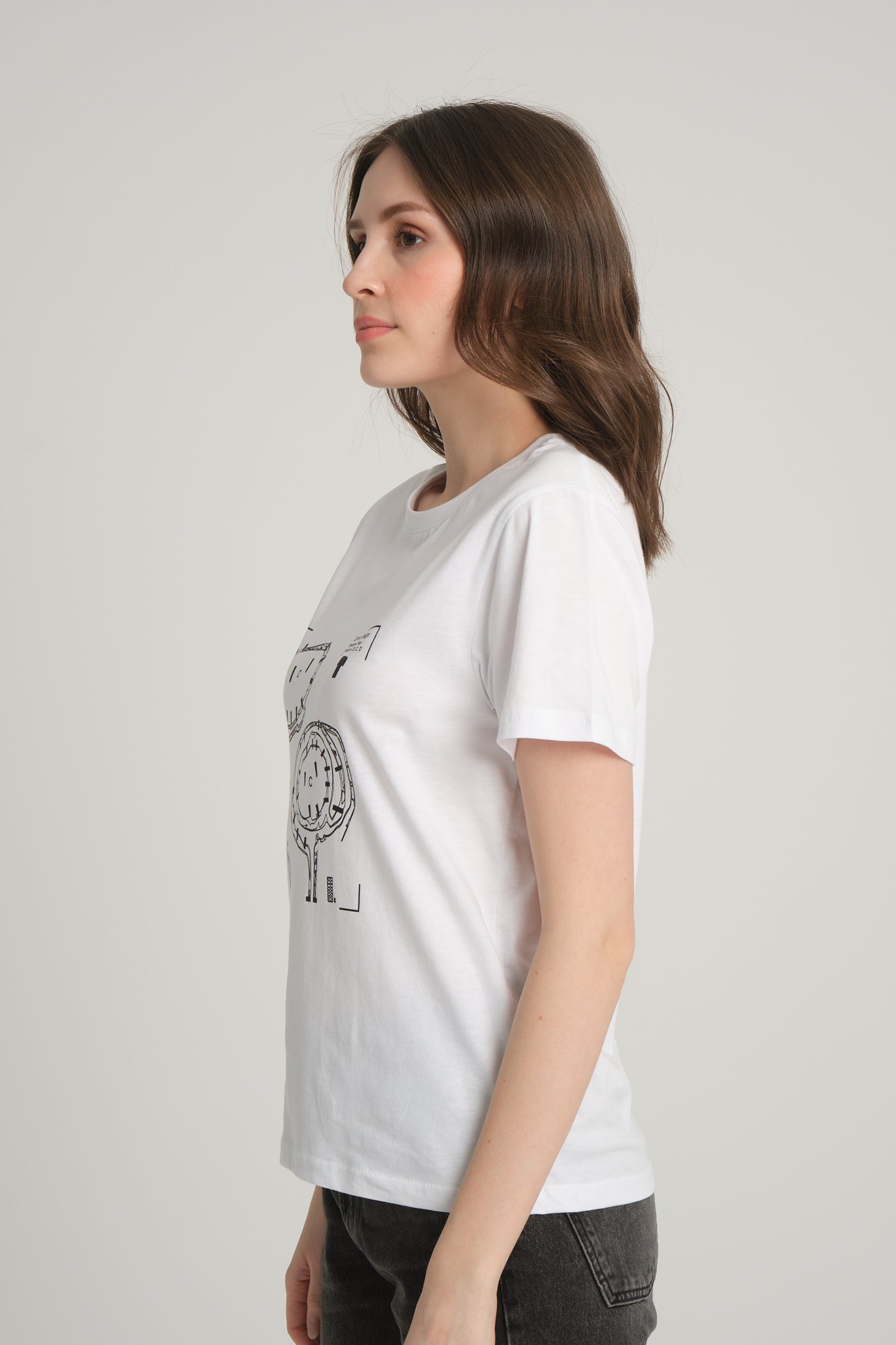 Women's White T-Shirt with Göbeklitepe Print ''Plan A, B, C, D''