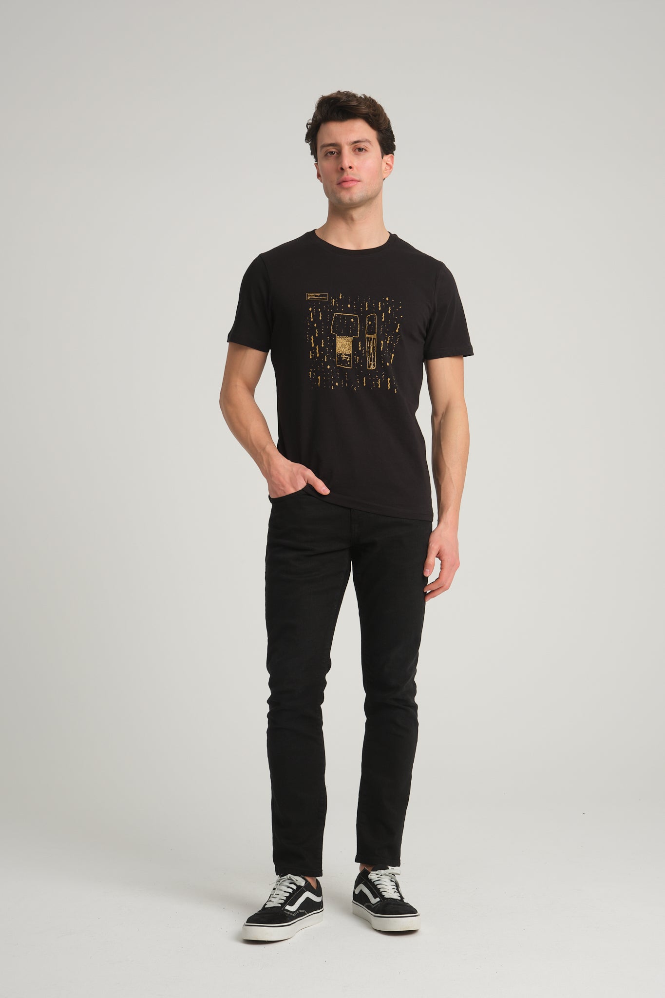 Gobeklitepe Printed Men's Black T-Shirt ''Plan A,B,C,D''