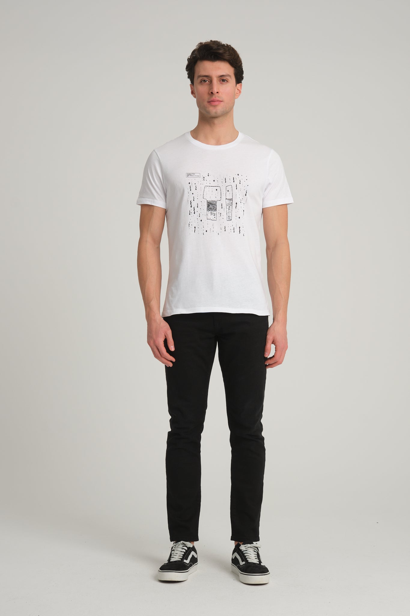 Gobeklitepe Printed Men's White T-Shirt "Serpent Column"