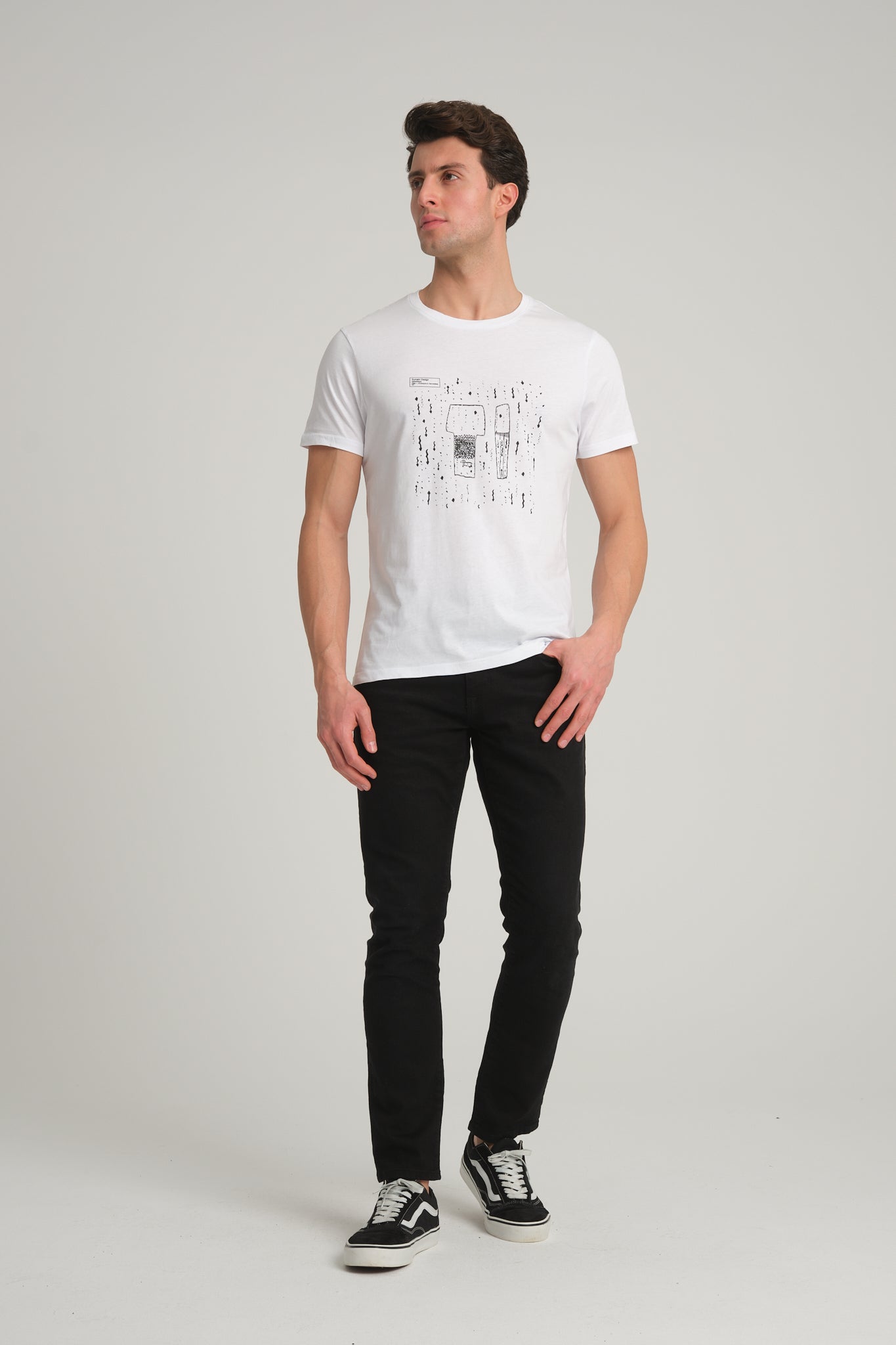Gobeklitepe Printed Men's White T-Shirt "Serpent Column"