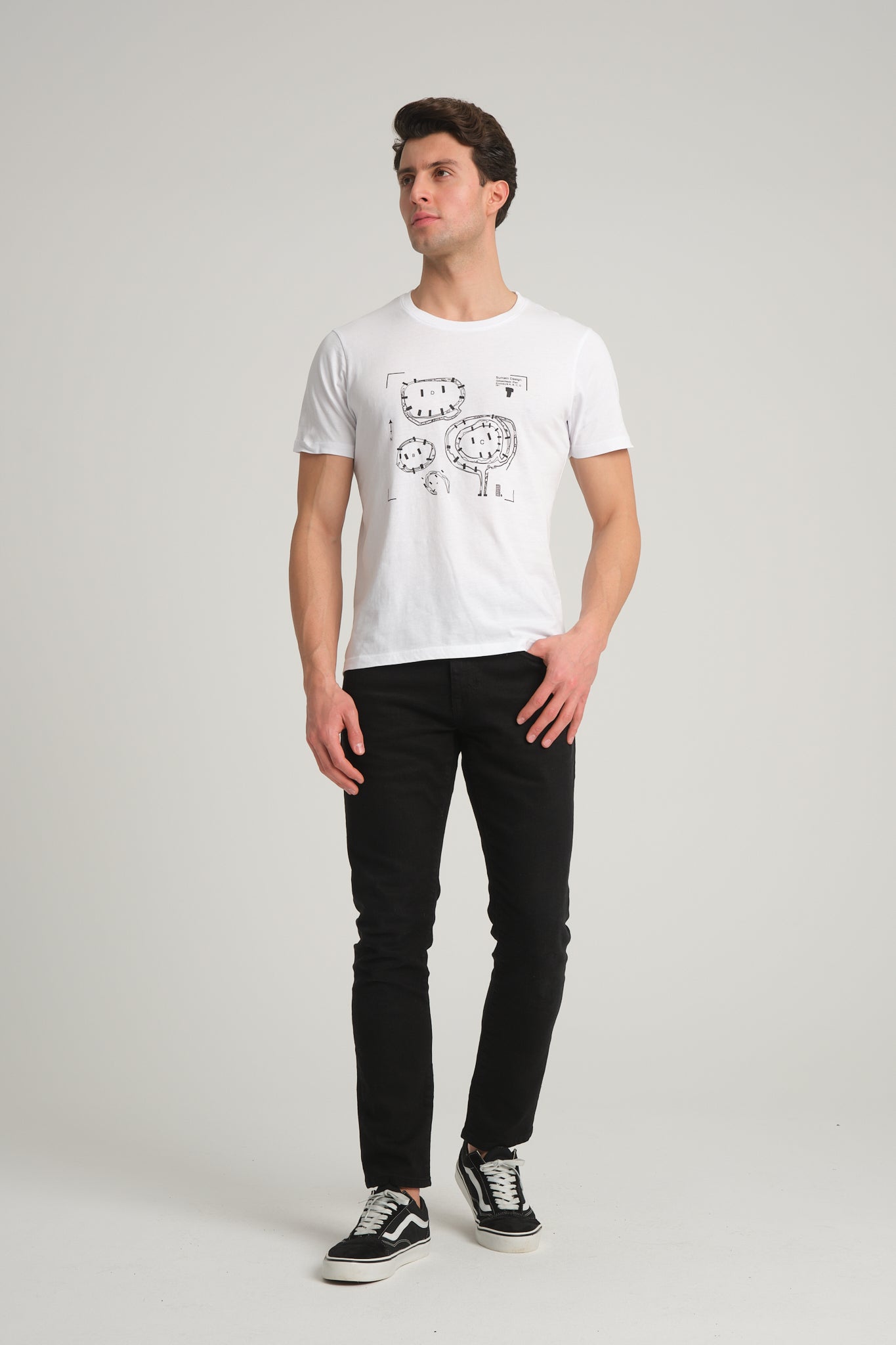 Gobeklitepe Printed Men's White T-Shirt ''Plan A,B,C,D''
