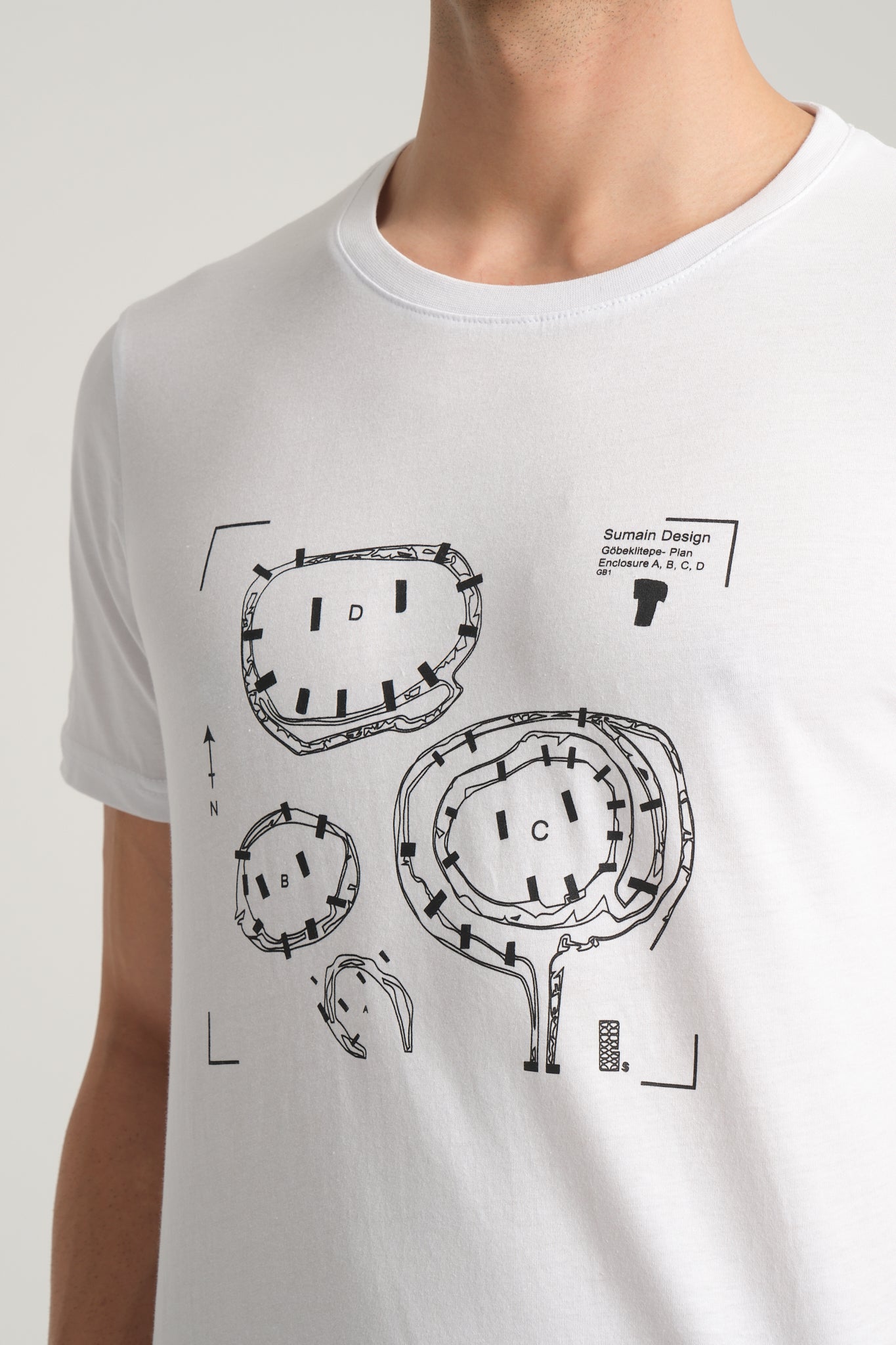 Gobeklitepe Printed Men's White T-Shirt ''Plan A,B,C,D''
