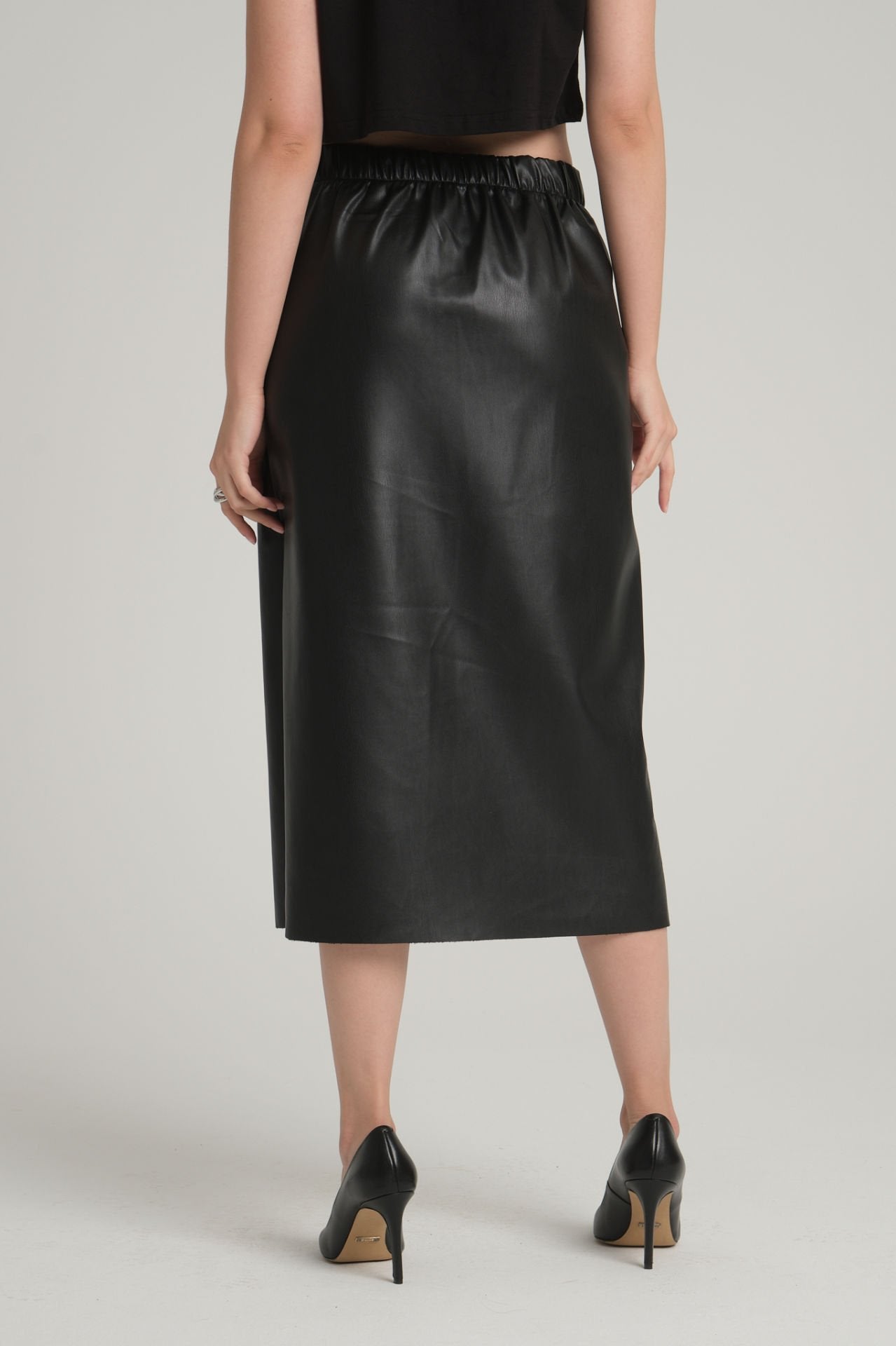 Faux Leather Midi Skirt